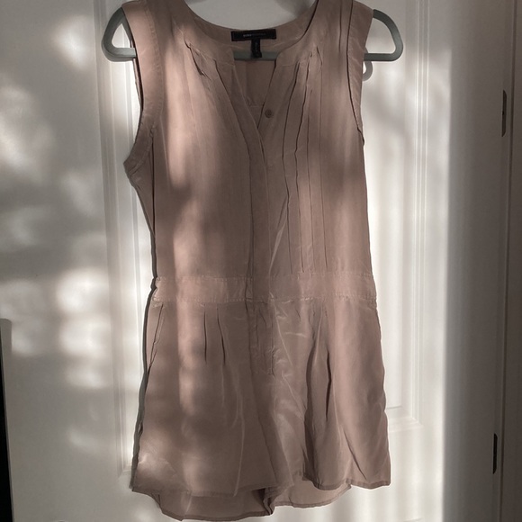 Romper by BCBG silk tan size S, buttons up with side - Picture 4 of 5